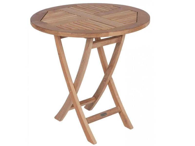 Sailor 5-Piece Teak Patio Dining Set with 29-Inch Round Folding Table And Sunbrella Canvas Granite Cushions