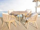 Panama Jack 5-Piece Cabo Acacia Wood Cushion Round Dining Set