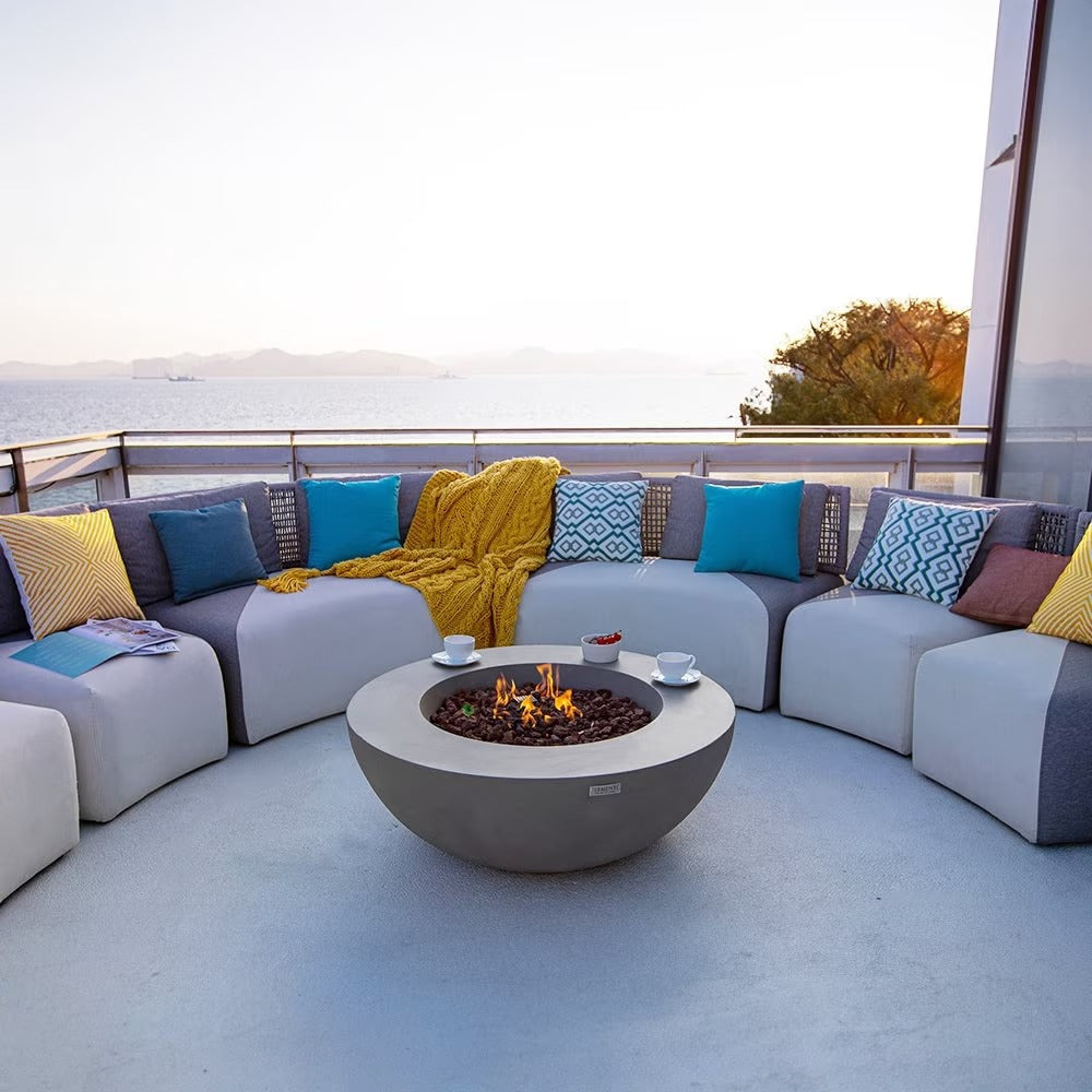 Elementi Lunar Bowl Fire Pit Table - Light Gray