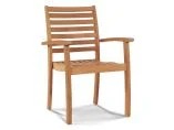 Hamilton 7-Piece 62-Inch Square Teak Outdoor Dining Set with Picnic Benches and Stacking Armchairs