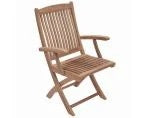 Sailor 5-Piece Teak Patio Dining Set with 29-Inch Round Folding Table And Sunbrella Canvas Granite Cushions