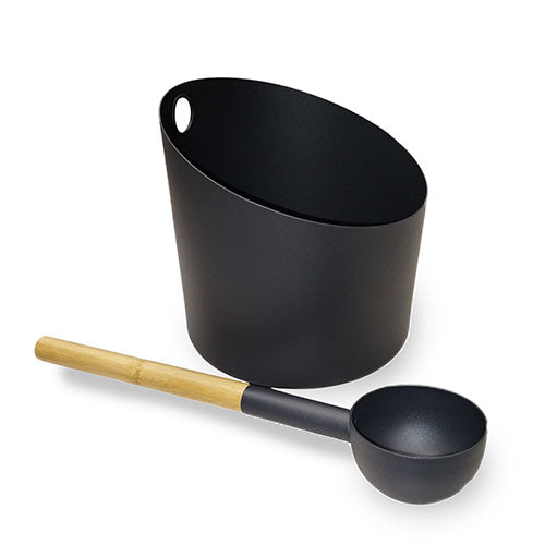 KOLO Sauna Set 4 - Sauna Bucket and Ladle Set, Bamboo/Aluminum, 1 Gal