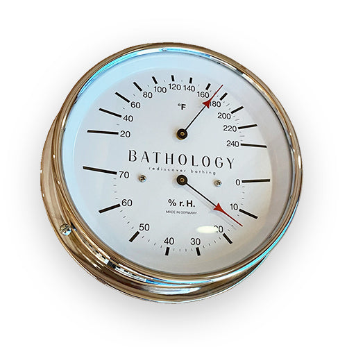 Bathology PreciseTemp 420 - Commercial Sauna Room Thermometer & Hygrometer, Chrome, Round, 5-7/8" — view 2