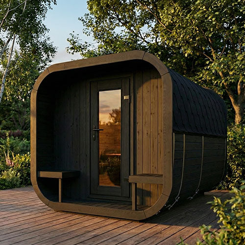 SaunaLife Model CL12GCPB black Cube Luxury sauna suite
