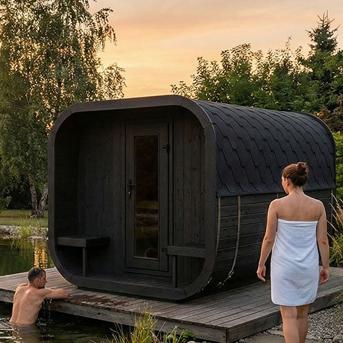 SaunaLife Model CL12GCPB black Cube Luxury sauna suite
