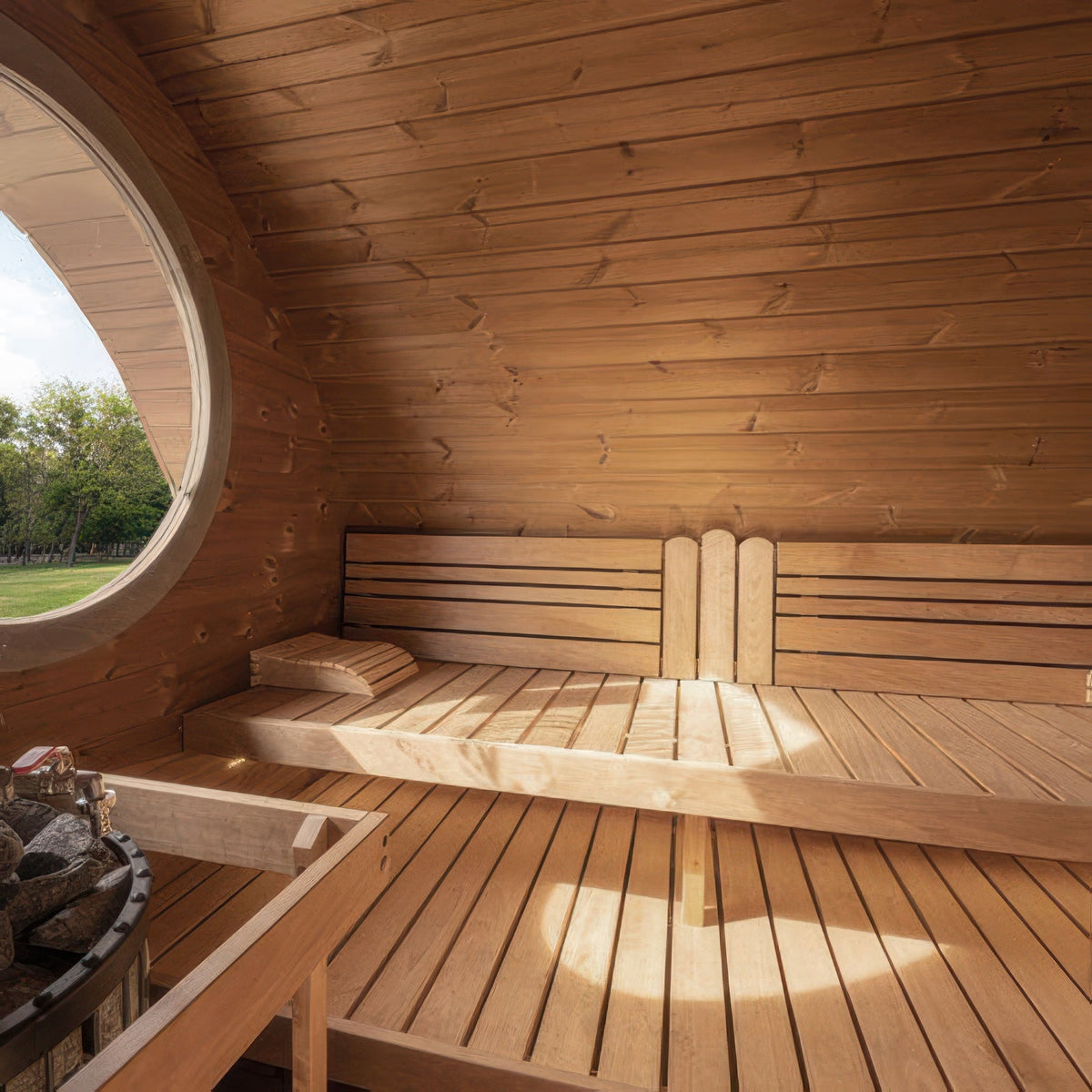 Interior of the SaunaLife Model G11B changing room and sauna